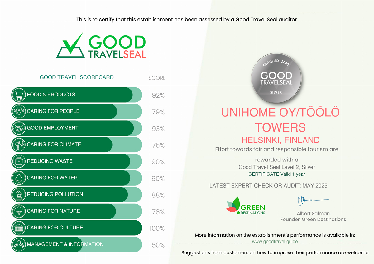Töölö Towers Good Travel Seal